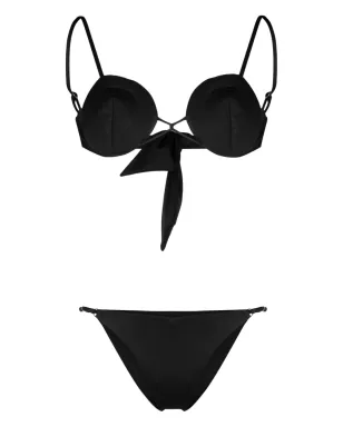 Noire Swimwear トーンステッチディテール ビキニセット - ブラック - サムネイル1