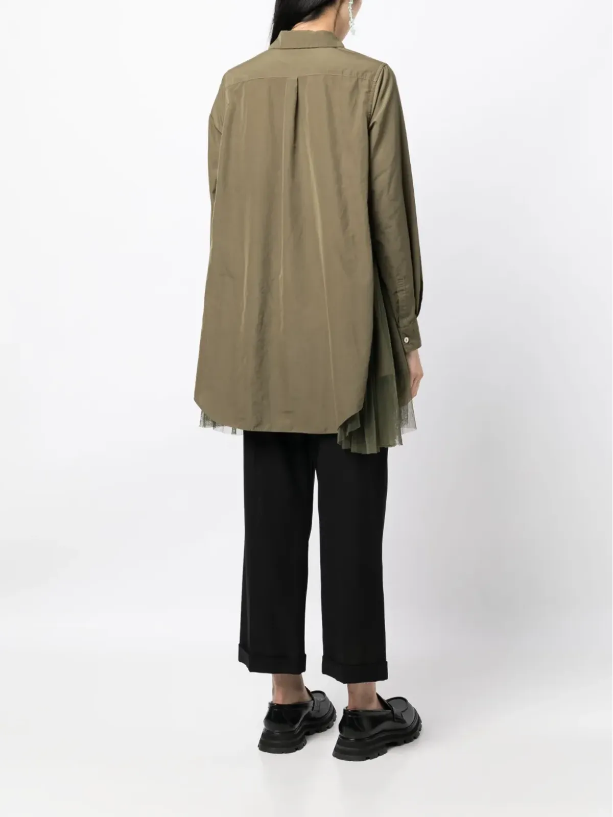 Comme Des Garçons Comme Des Garçons チュールパネル・アシンメトリックシャツ - グリーン - 画像4