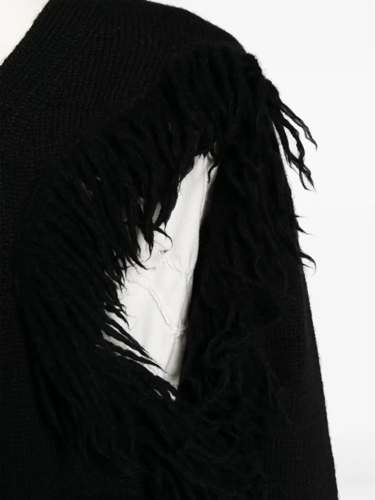 Comme des Garçons Homme Plus フリンジ付きカットアウト ウール カーディガン - 画像5