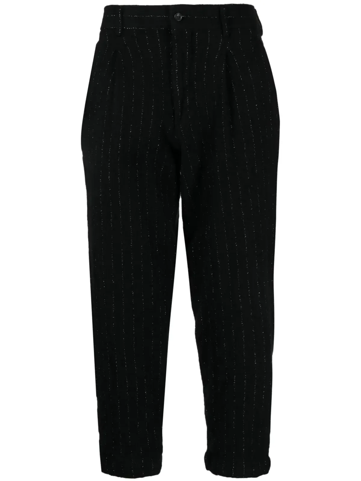 Comme des Garçons Homme Plus pinstripe-pattern cropped tailored trousers - Black - 画像1
