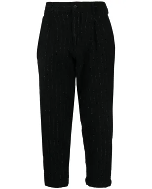 Comme des Garçons Homme Plus pinstripe-pattern cropped tailored trousers - Black - サムネイル1