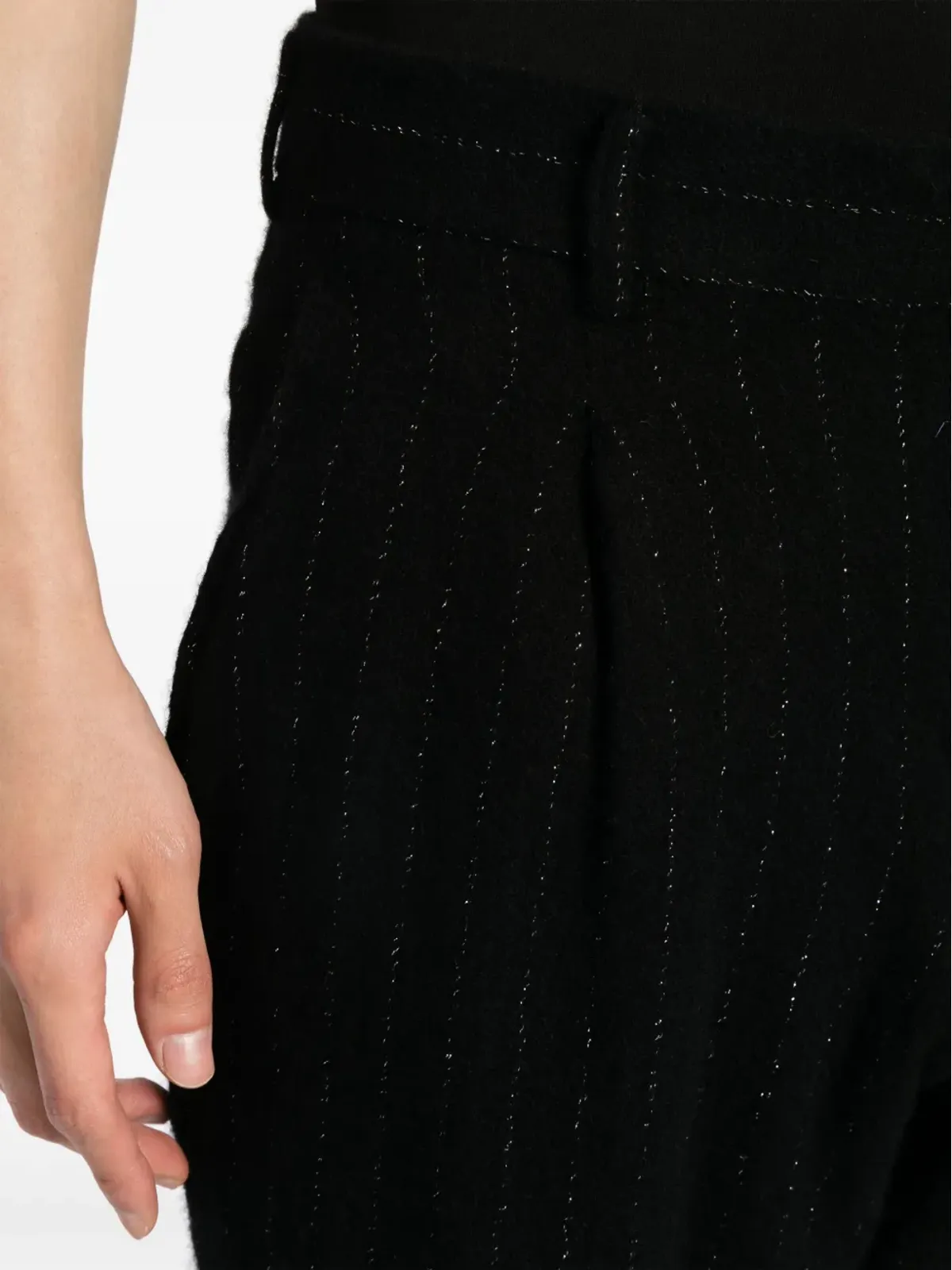Comme des Garçons Homme Plus pinstripe-pattern cropped tailored trousers - Black - 画像5