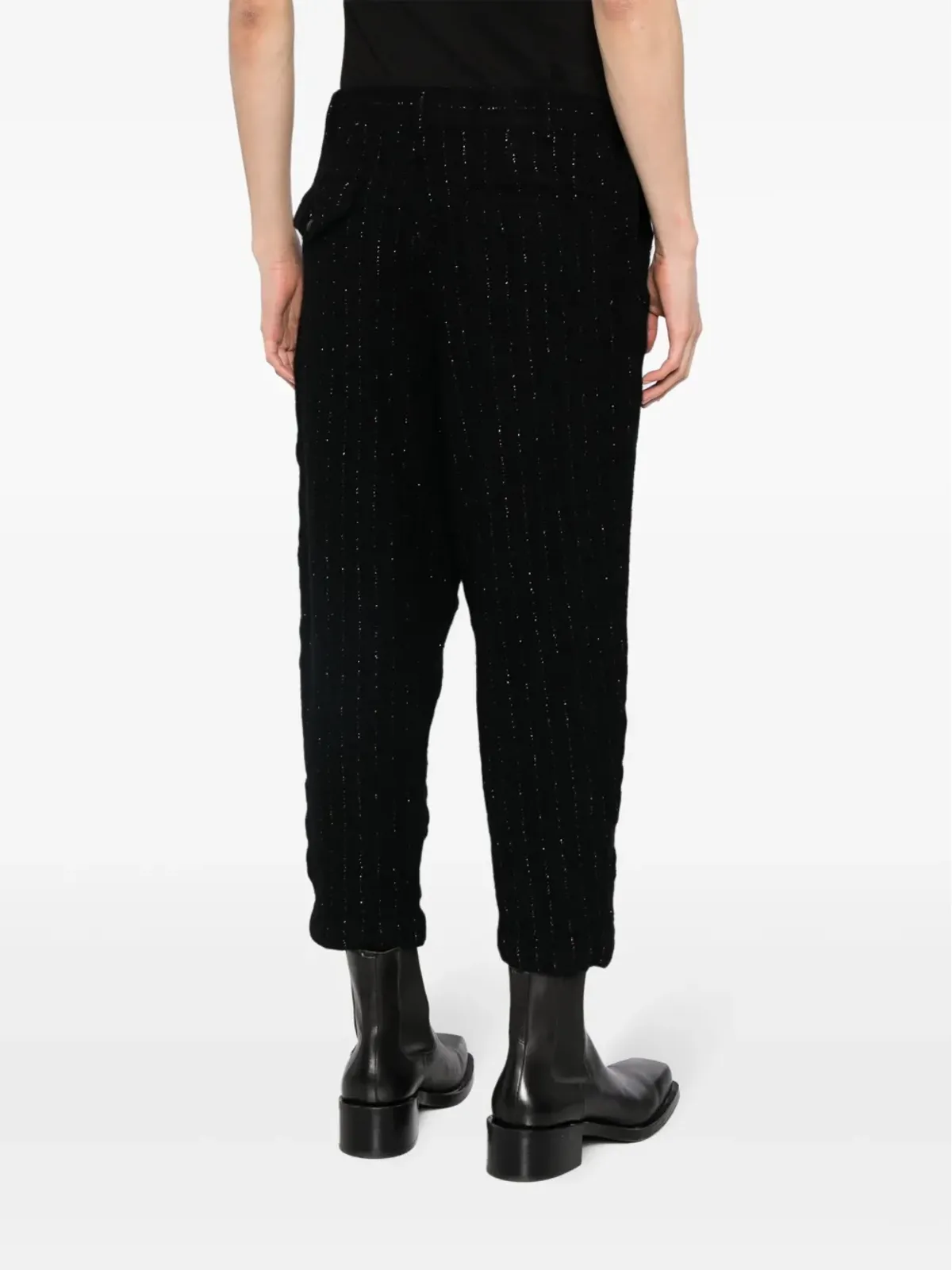 Comme des Garçons Homme Plus pinstripe-pattern cropped tailored trousers - Black - 画像4