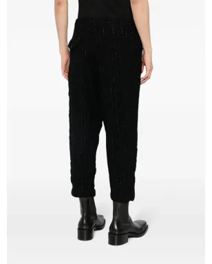 Comme des Garçons Homme Plus pinstripe-pattern cropped tailored trousers - Black - サムネイル4