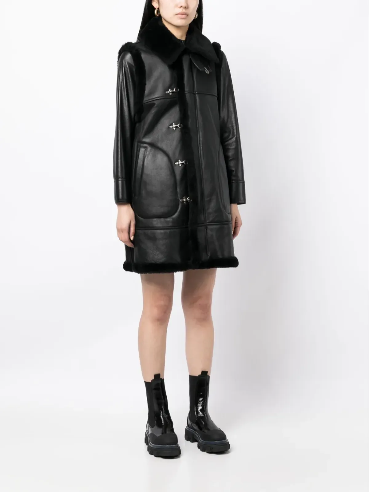 Noir Kei Ninomiya ロング丈レザーコート - 画像3