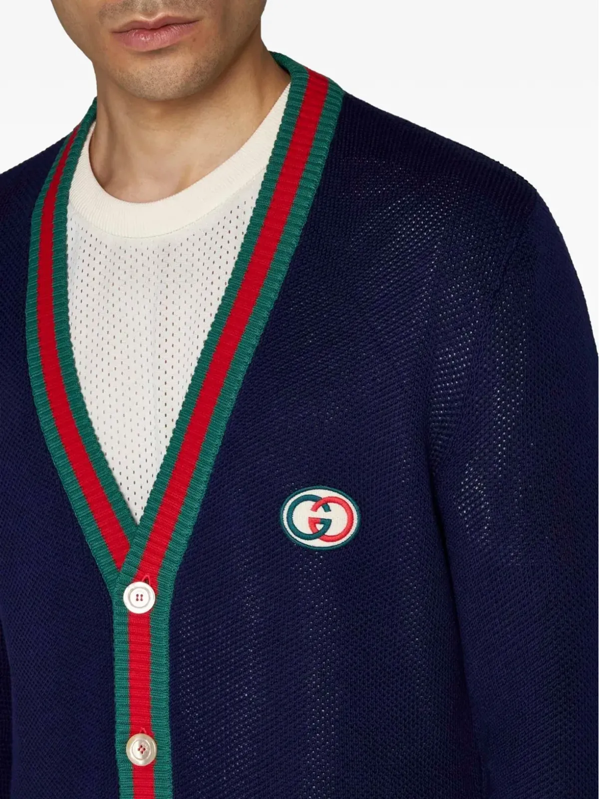 Gucci ウェブストライプボタンアップカーディガン - 画像5