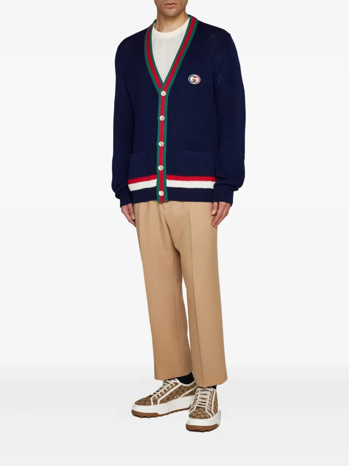 Gucci ウェブストライプボタンアップカーディガン - 画像2