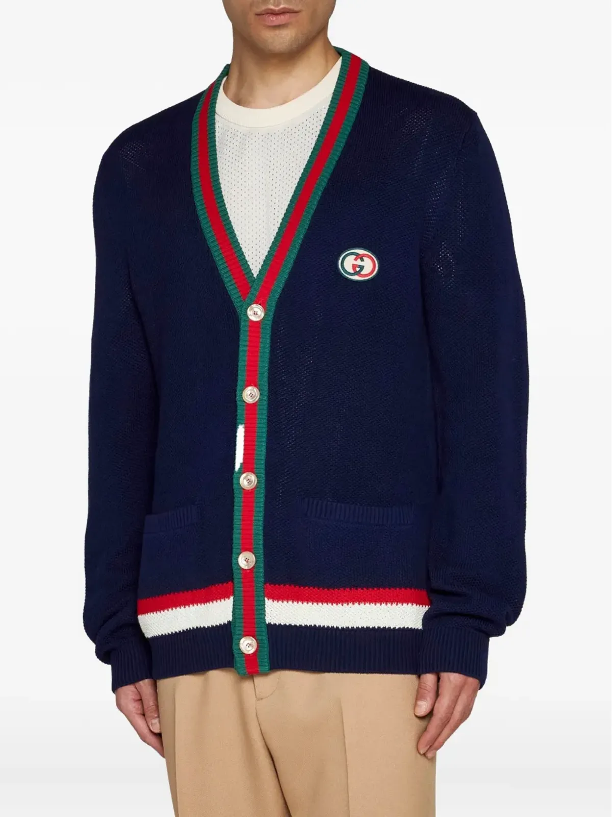 Gucci ウェブストライプボタンアップカーディガン - 画像3