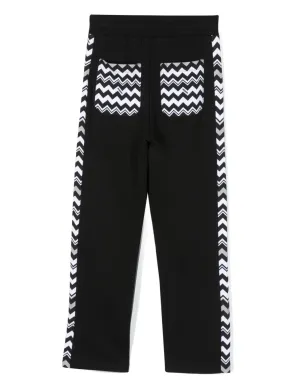 Missoni Kids ジグザグ柄 コットンフリース トラックパンツ ブラック - サムネイル2