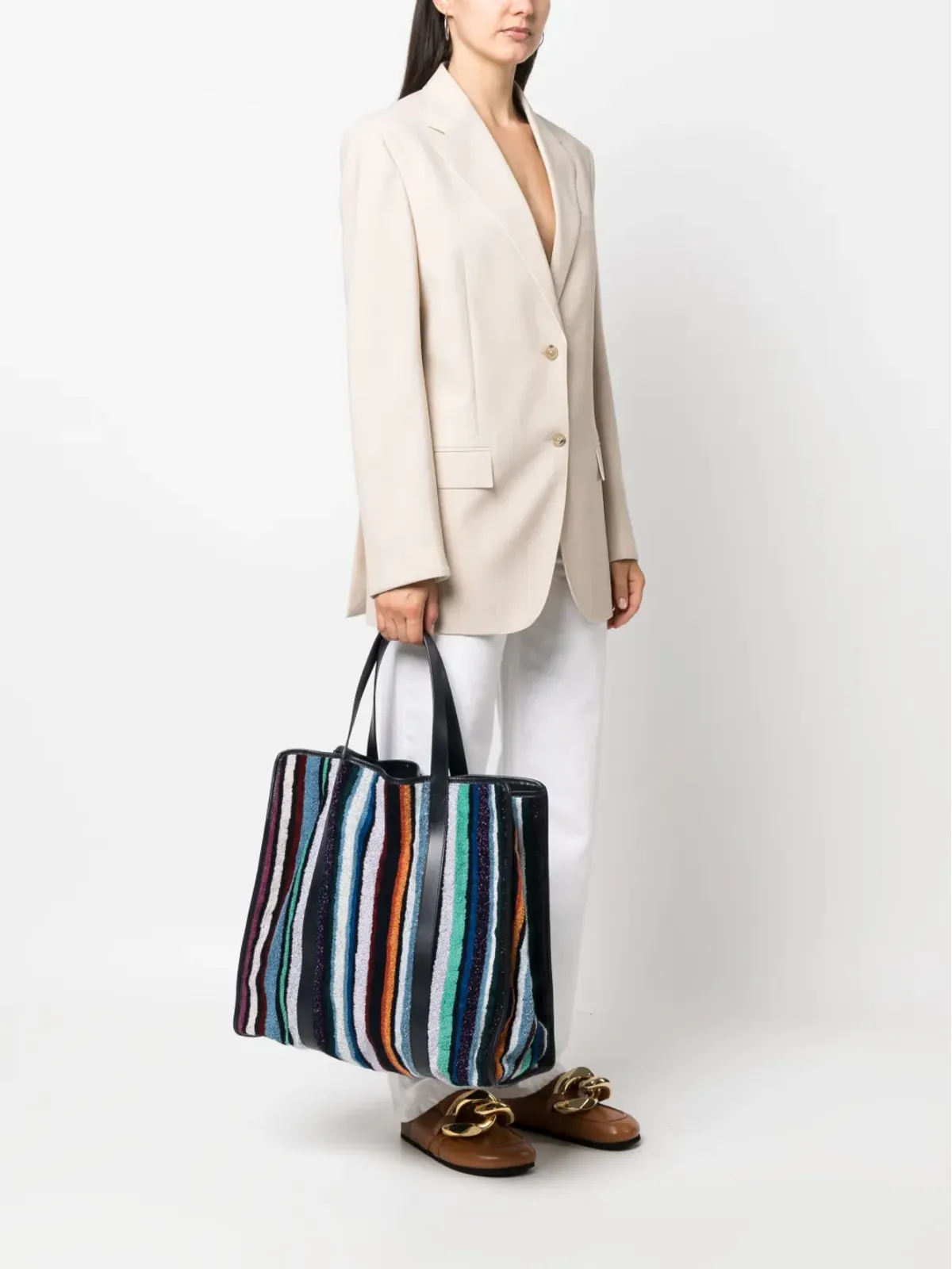 Missoni ストライプ テリークロス トートバッグ - 画像2