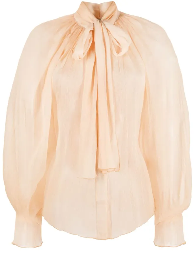 Atu Body Couture Atu Body Couture シアーシルク pussy-bow ブラウス - イエローの商品画像
