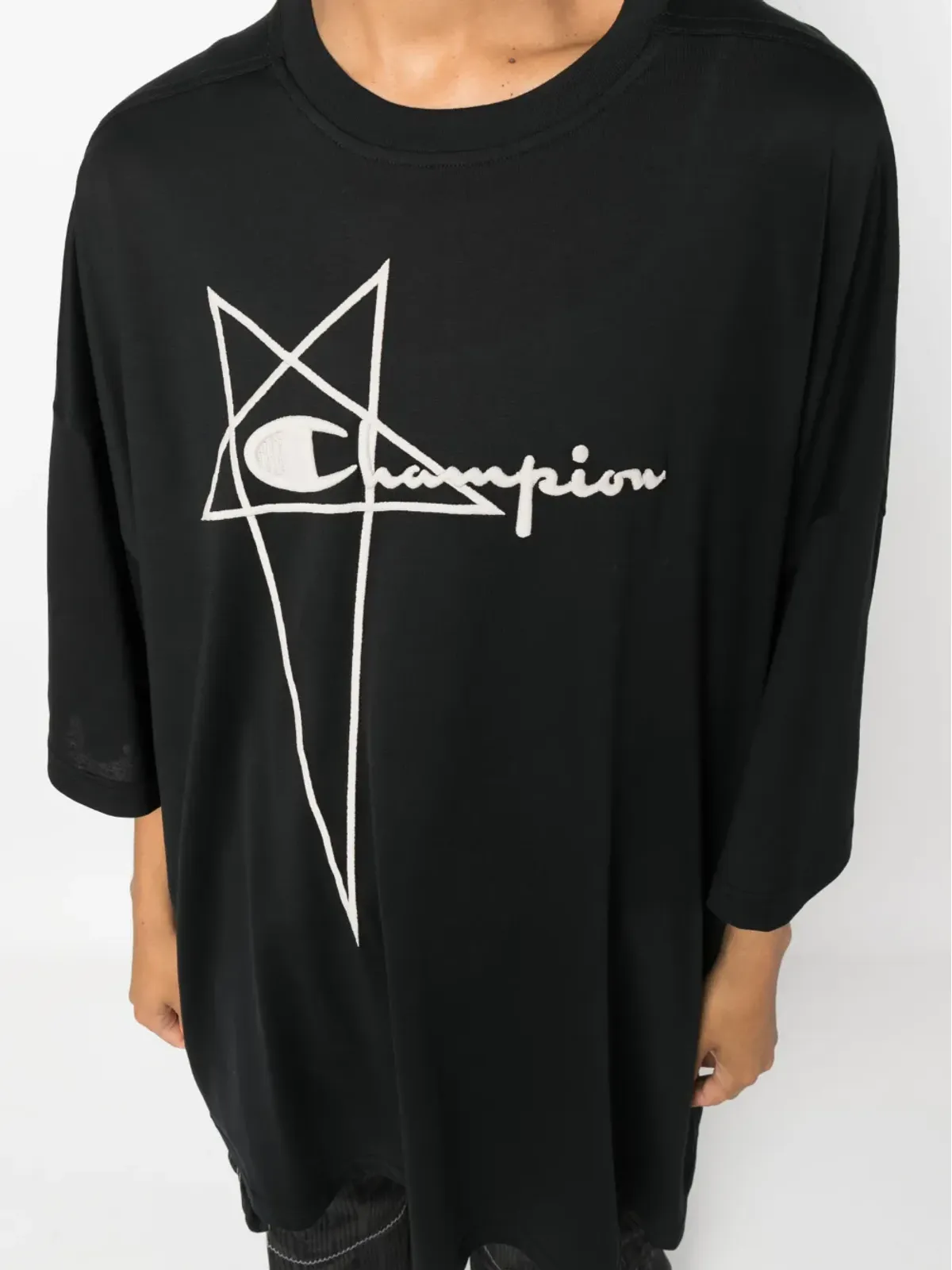 Rick Owens X Champion ロゴ刺繍 コットン Tシャツ - ブラック - 画像5