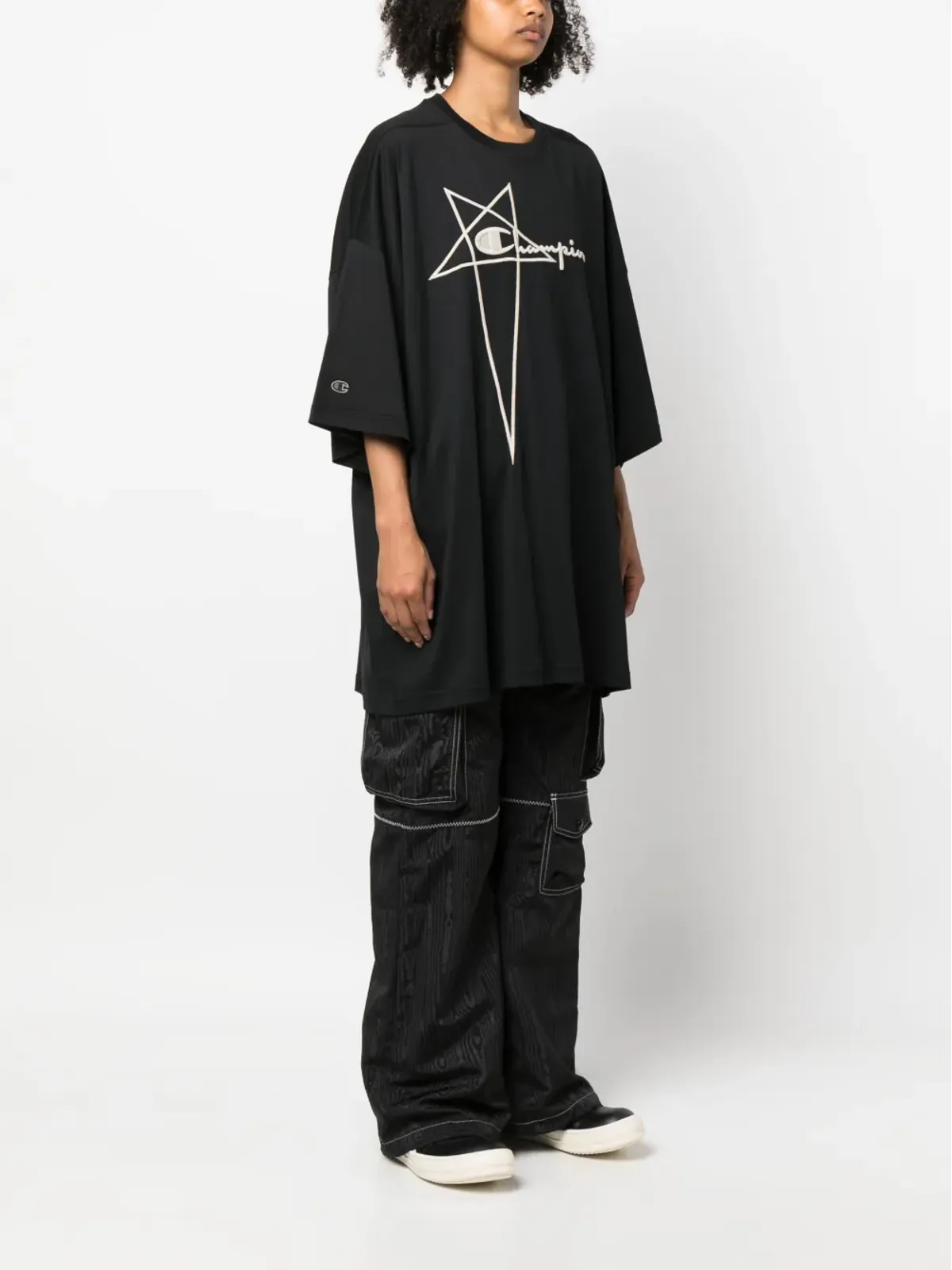 Rick Owens X Champion ロゴ刺繍 コットン Tシャツ - ブラック - 画像3