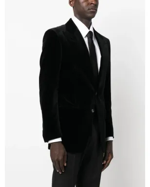 TOM FORD ベルベットのシングルブレストブレザー - サムネイル3