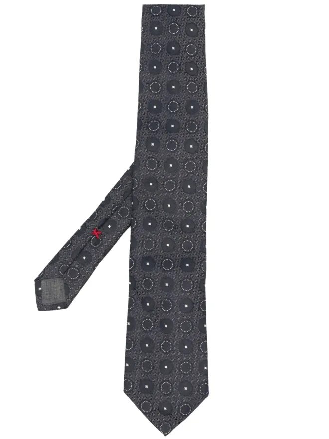 Brunello Cucinelli Brunello Cucinelli モチーフ刺繍シルクタイ - ブルーの商品画像