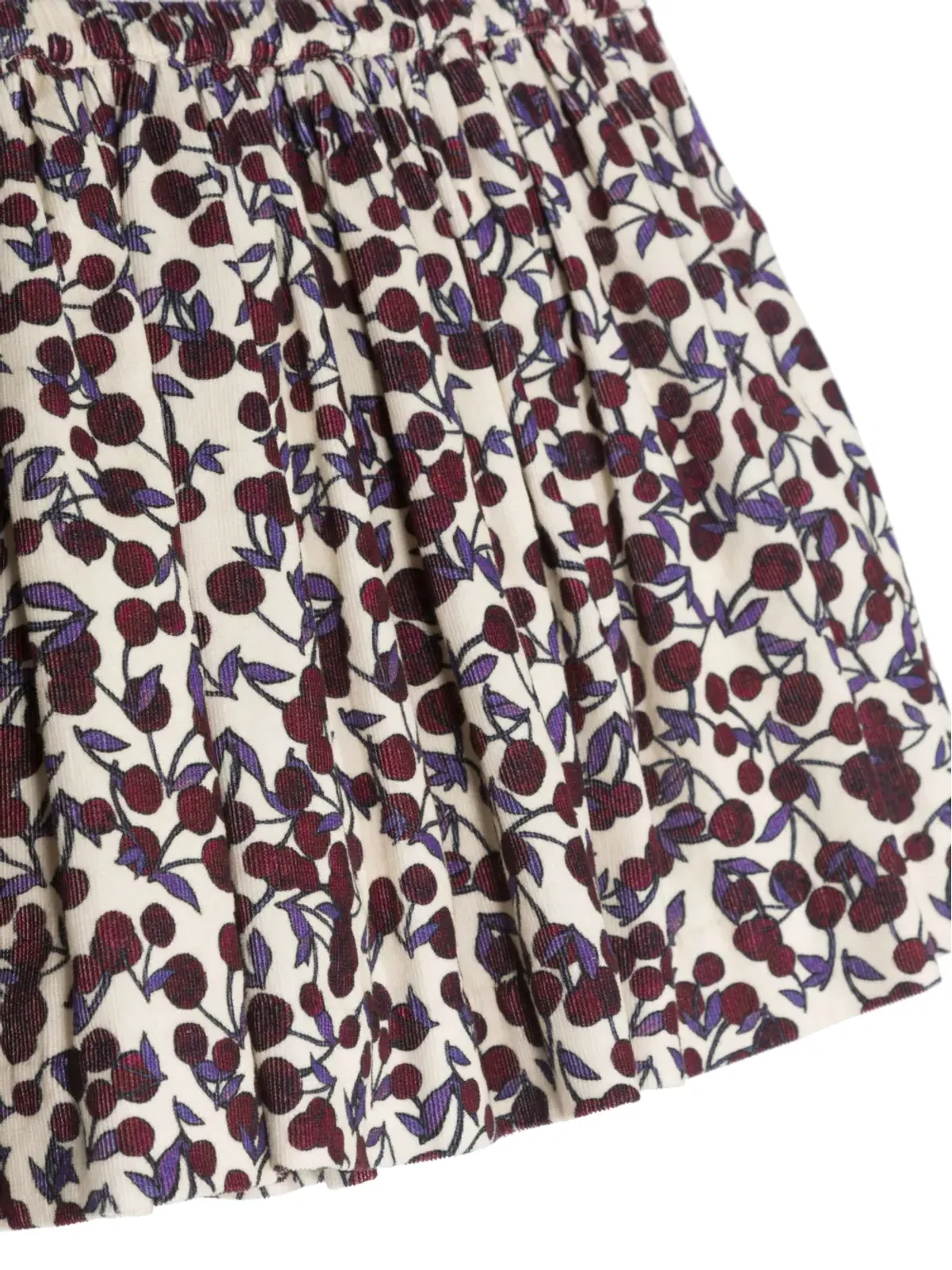 Bonpoint cherry-print corduroy pleated skirt - Neutrals - 画像3