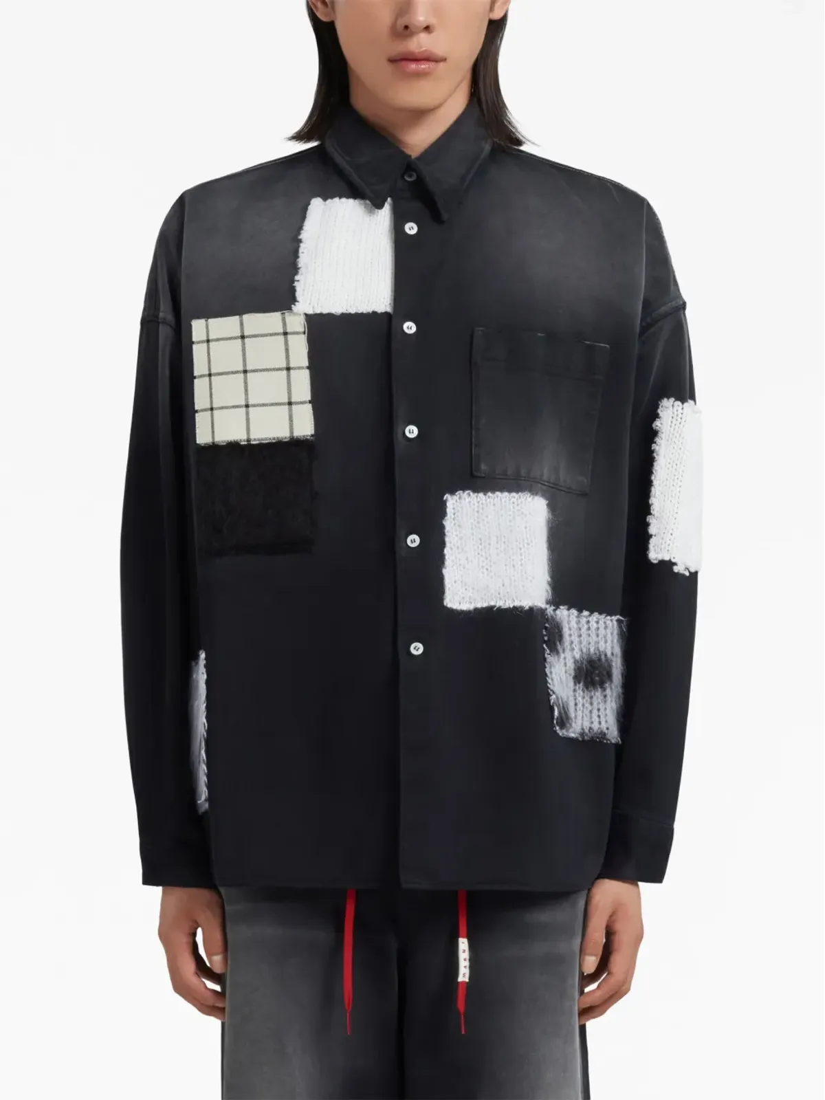 Marni パッチワークディテール デニムシャツ - 画像3