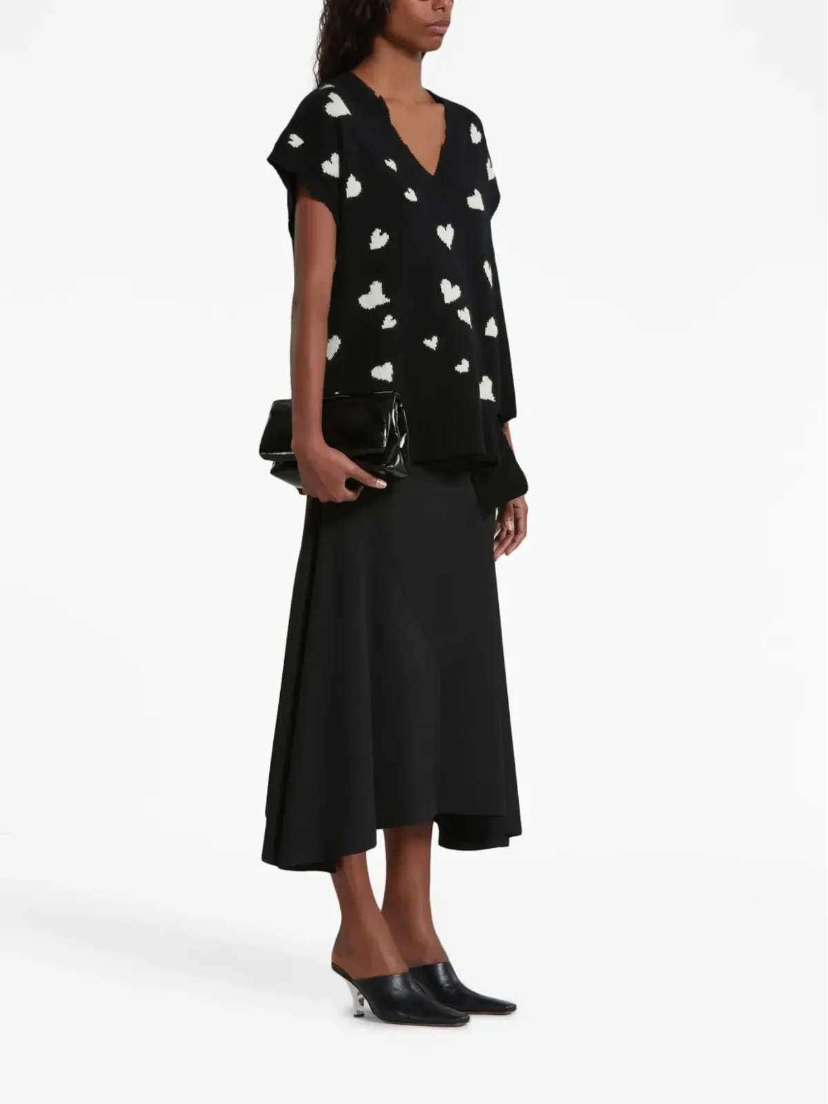 Marni アシンメトリック ウール ミディスカート - 画像2