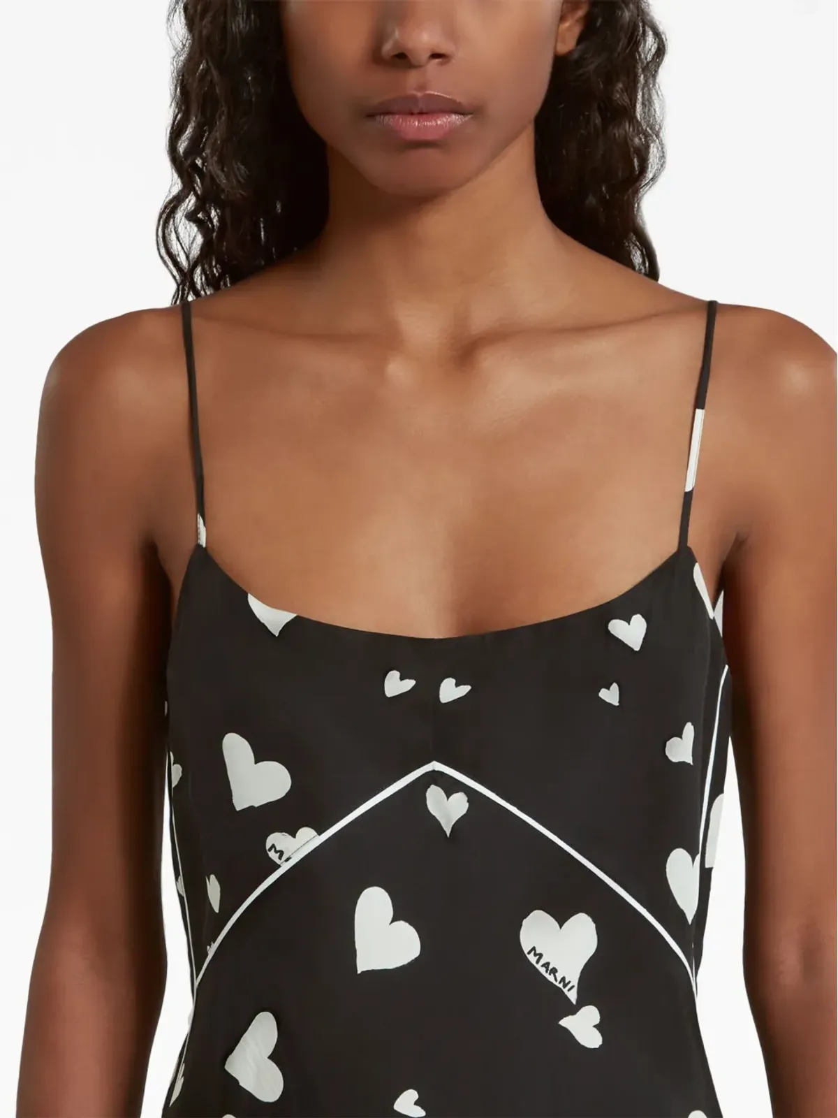 Marni ハート柄シルクスリップドレス - 画像5