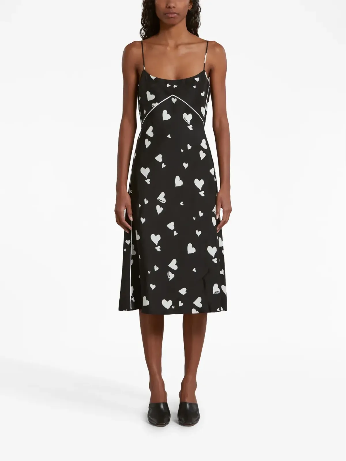 Marni ハート柄シルクスリップドレス - 画像2