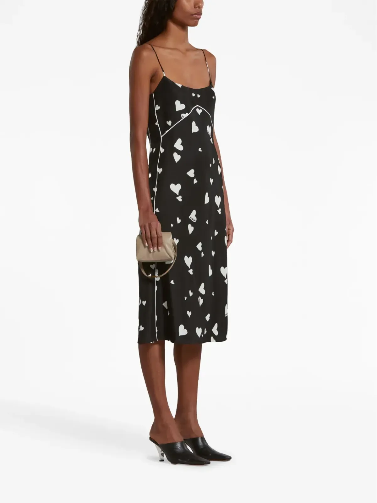 Marni ハート柄シルクスリップドレス - 画像3