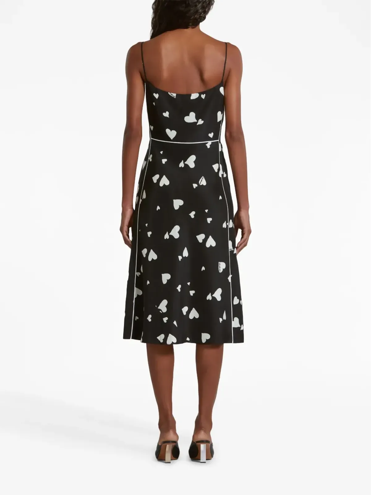 Marni ハート柄シルクスリップドレス - 画像4