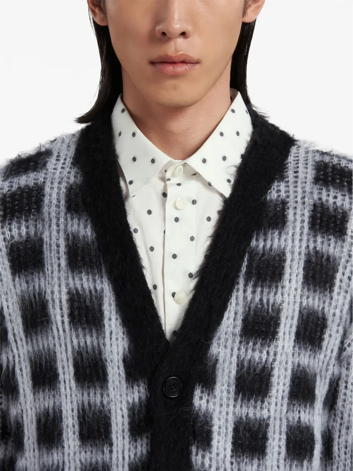 Marni チェック柄モヘアブレンド カーディガン - ブラック - 画像5