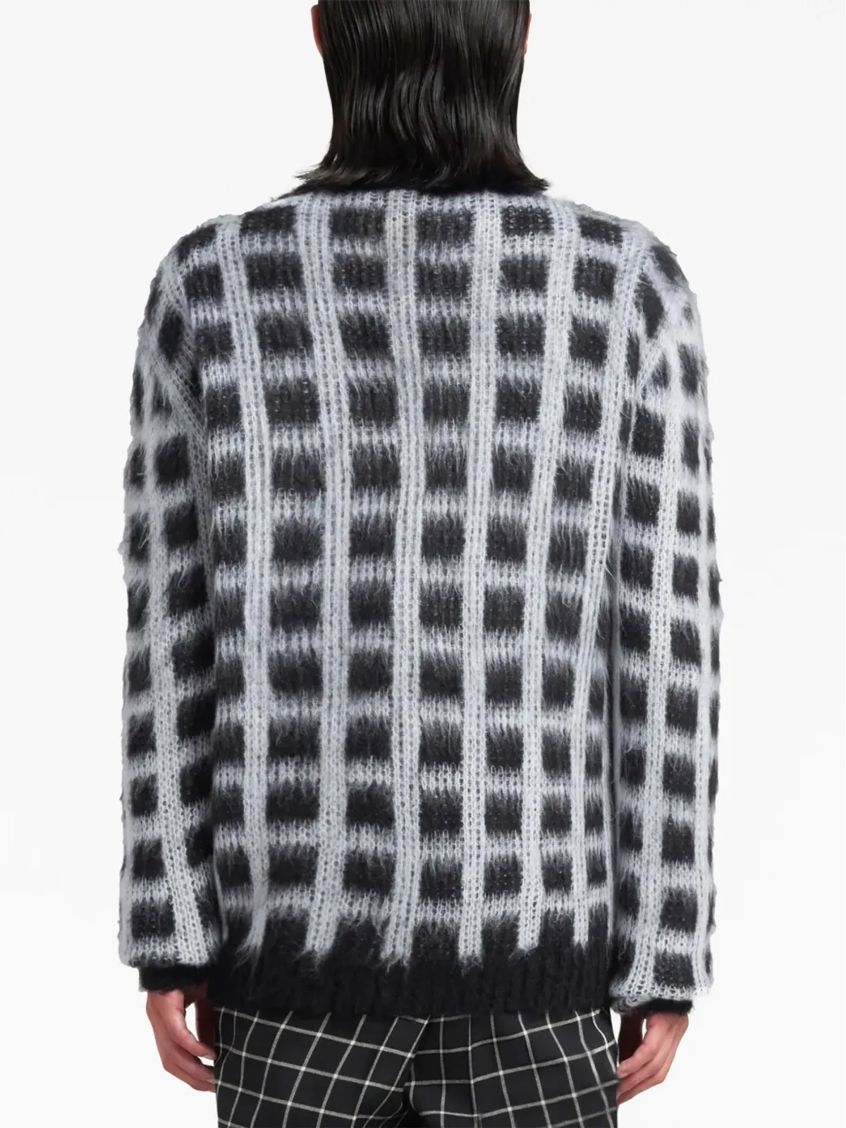 Marni チェック柄モヘアブレンド カーディガン - ブラック - 画像4