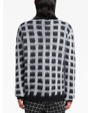 Marni チェック柄モヘアブレンド カーディガン - ブラック - サムネイル4