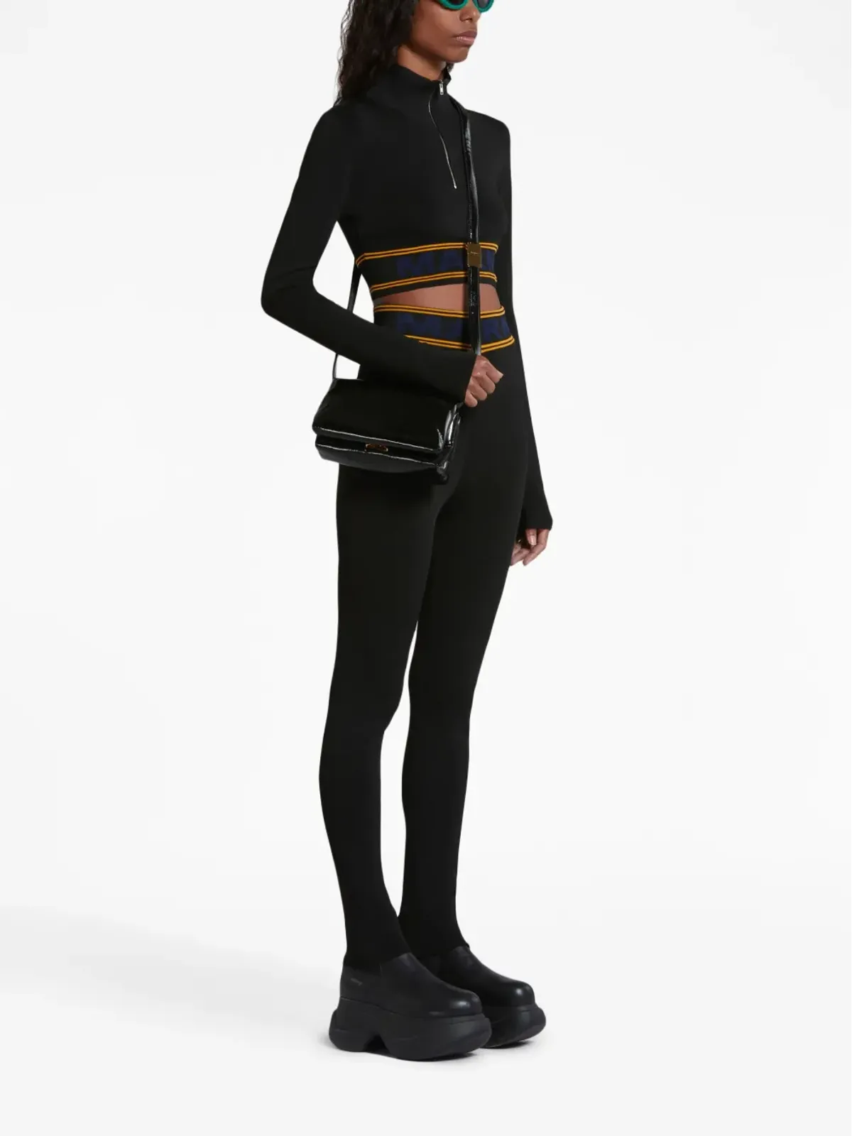 Marni ハイウエスト ロゴウェストバンド レギンス - 画像2