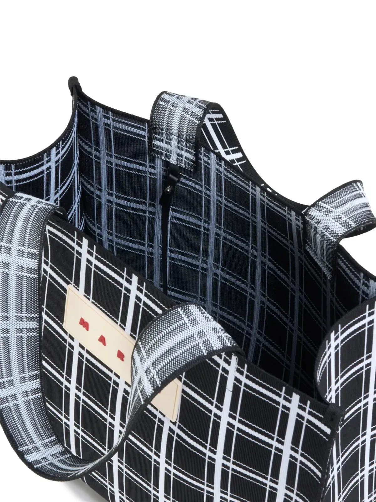 Marni ロゴアップリケ チェック柄 トートバッグ - 画像5