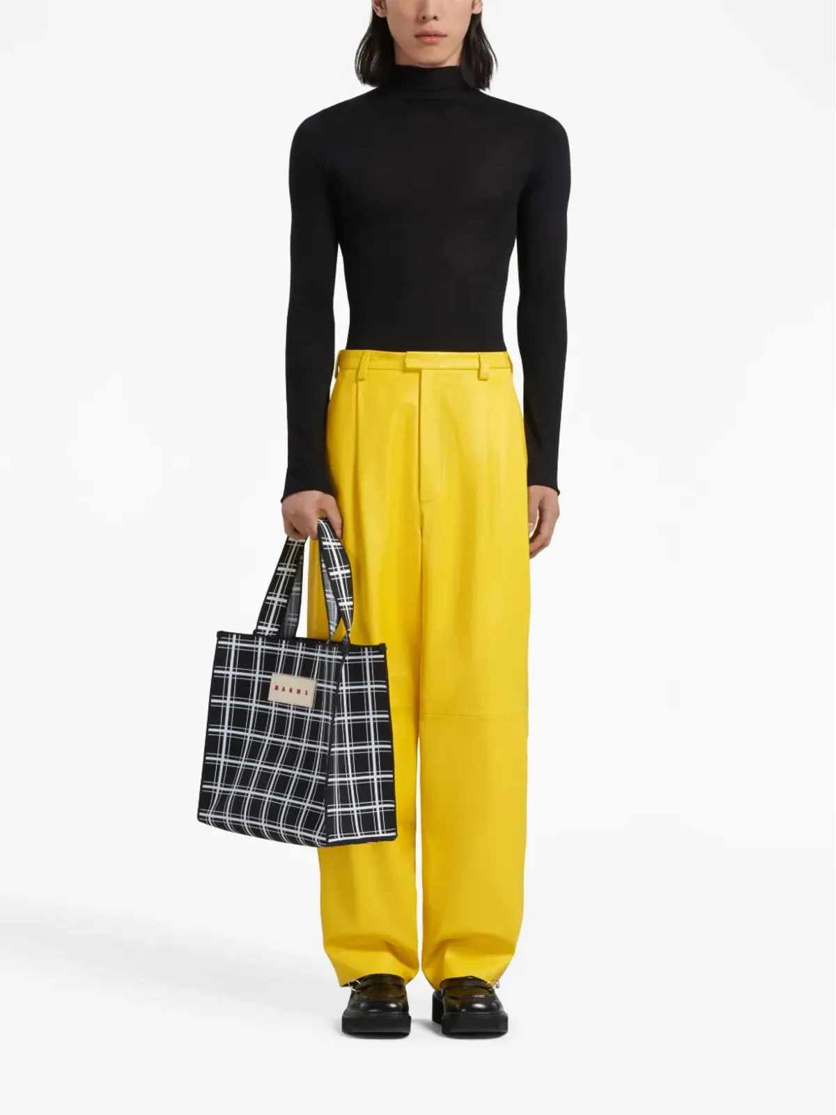 Marni ロゴアップリケ チェック柄 トートバッグ - 画像2