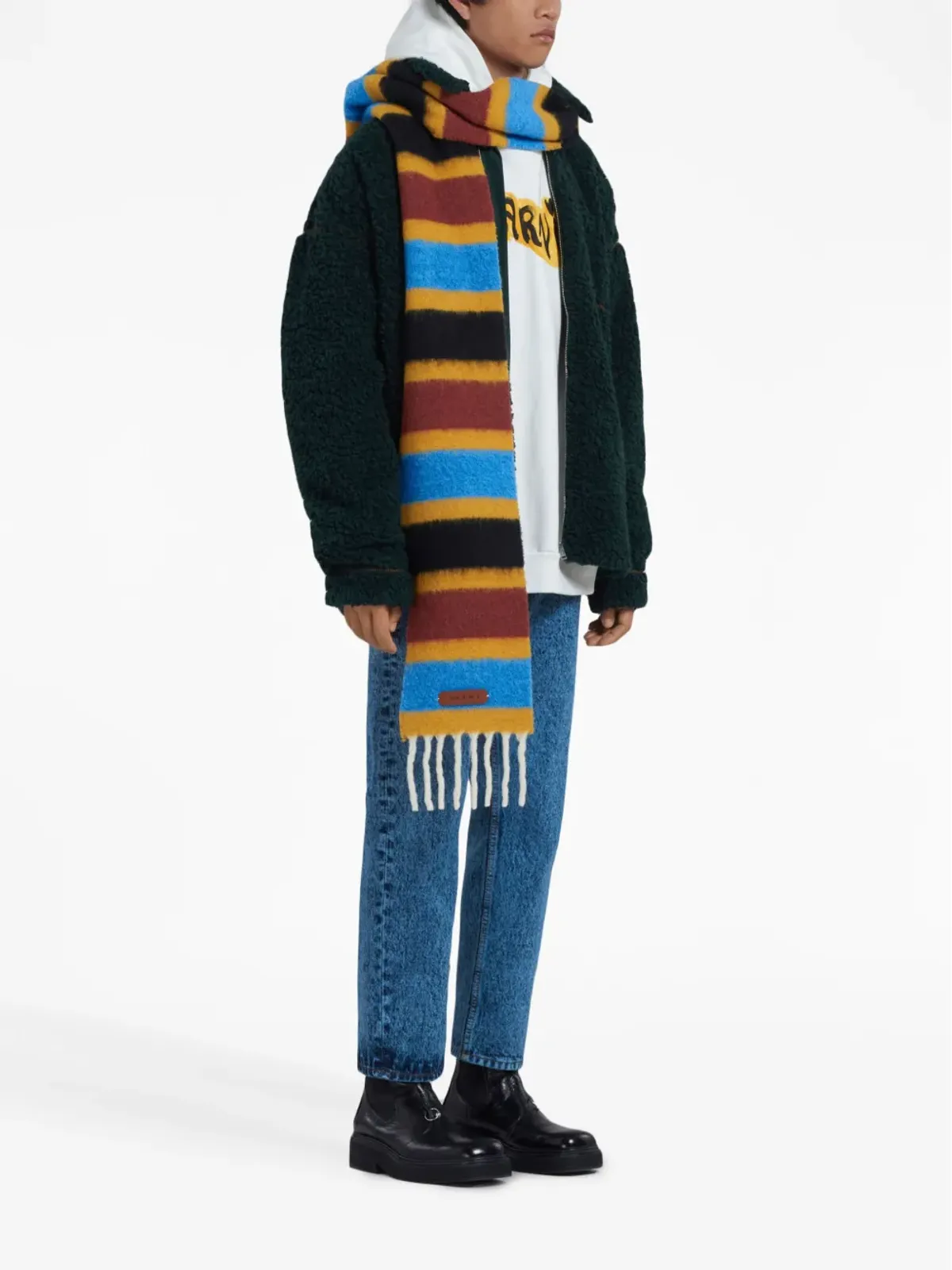 Marni グラフィティプリント コットン フーディー - ホワイト - 画像2