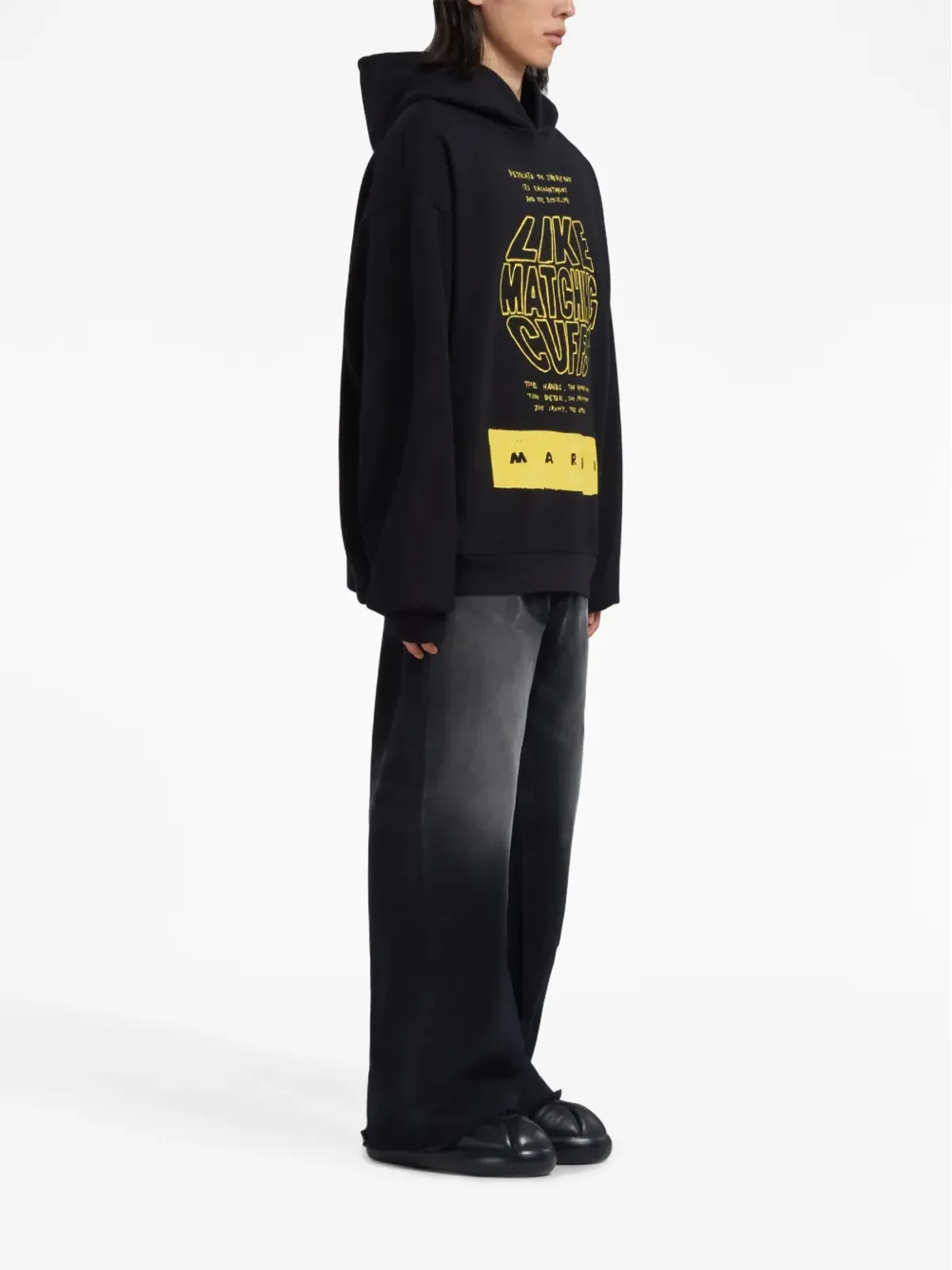Marni スローガンプリント コットン フーディー - 画像2