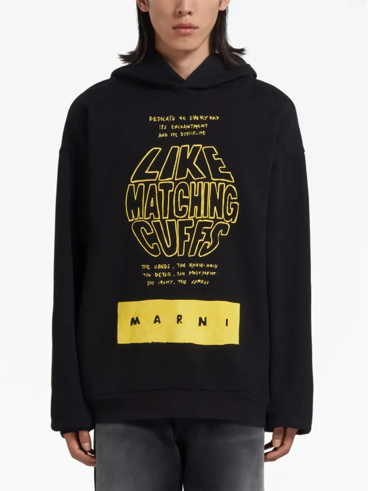 Marni スローガンプリント コットン フーディー - 画像3