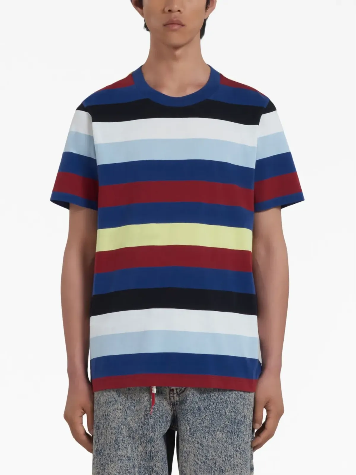 Marni ストライプコットン Tシャツ ブルー - 画像3