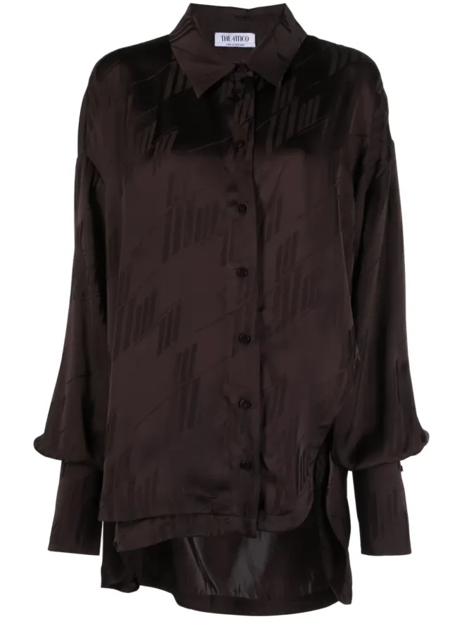 THE ATTICO The Attico Diana カットアウト・アシンメトリックシャツ ブラウンの商品画像
