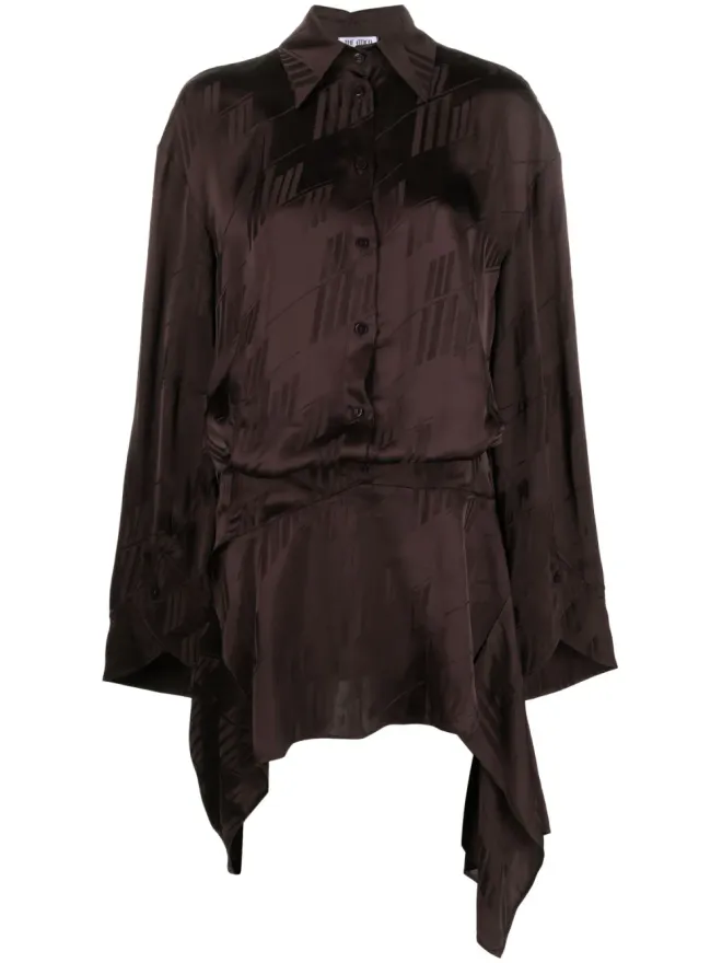THE ATTICO The Attico Mischa logo-jacquard asymmetric shirtdress - Brownの商品画像