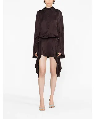 The Attico Mischa logo-jacquard asymmetric shirtdress - Brown - サムネイル2