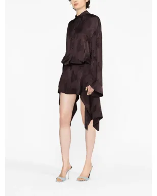 The Attico Mischa logo-jacquard asymmetric shirtdress - Brown - サムネイル3