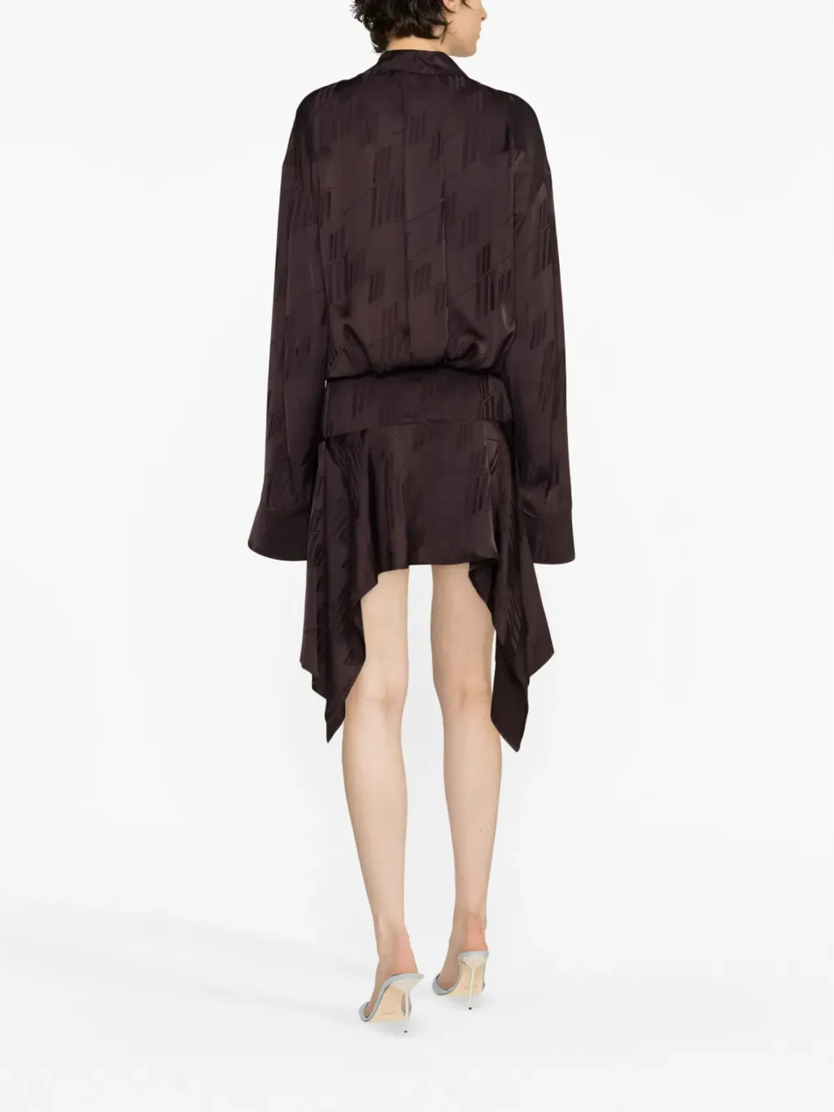 The Attico Mischa logo-jacquard asymmetric shirtdress - Brown - 画像4