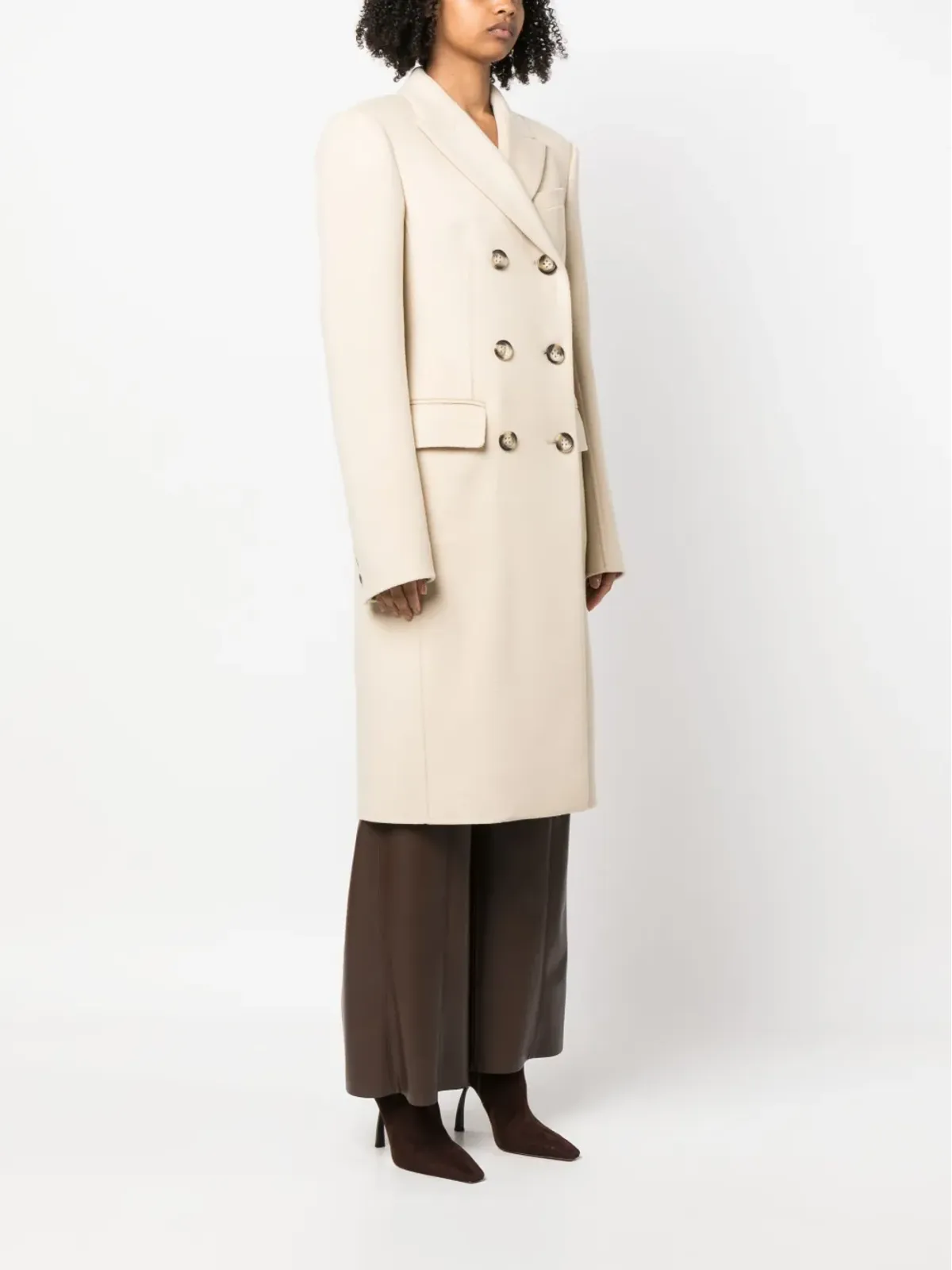 Sportmax ロングスリーブ バージンウール ダブルブレストコート - 画像3