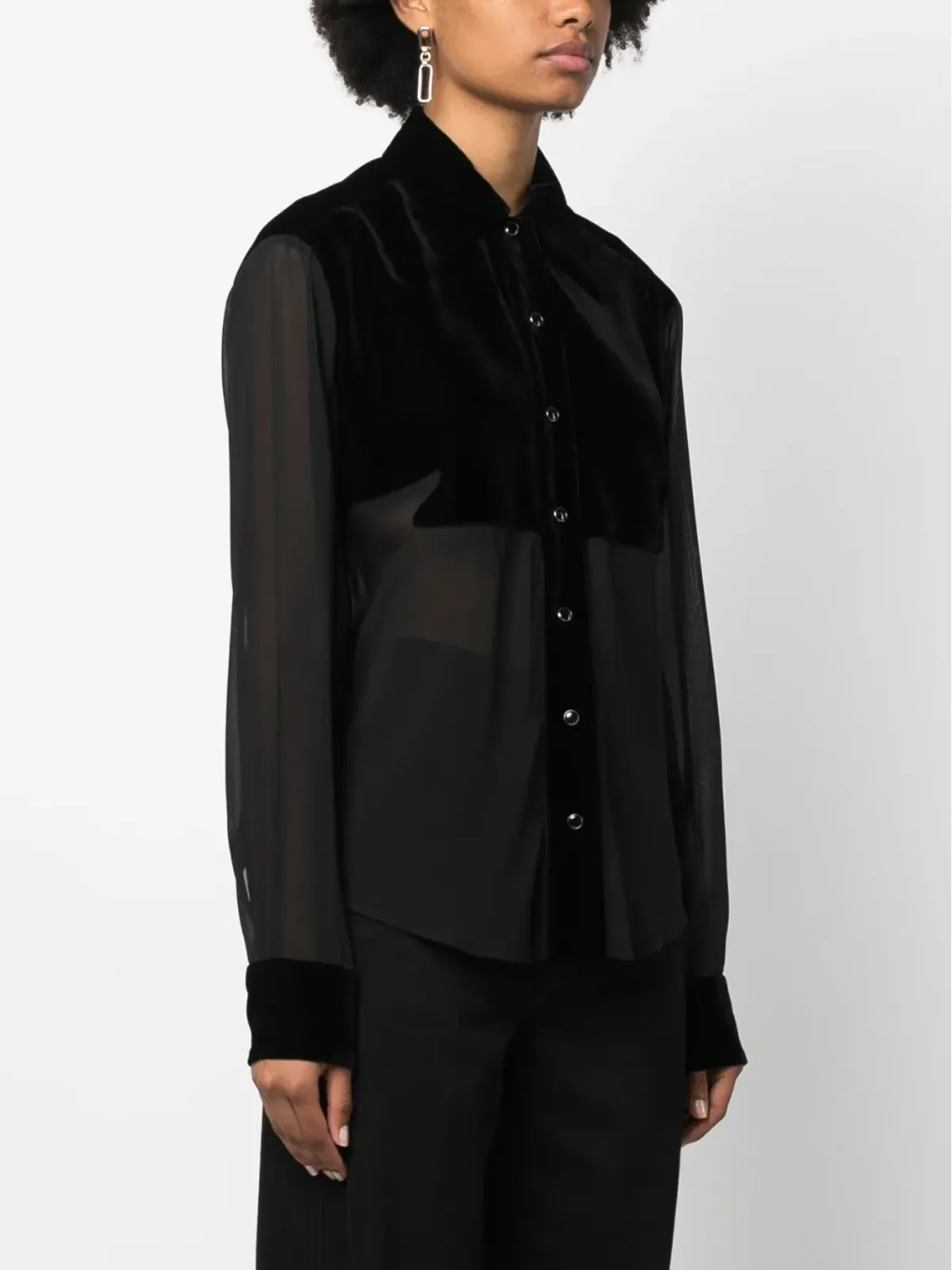 TOM FORD パネルドボタン付きシルクシャツ - 画像3