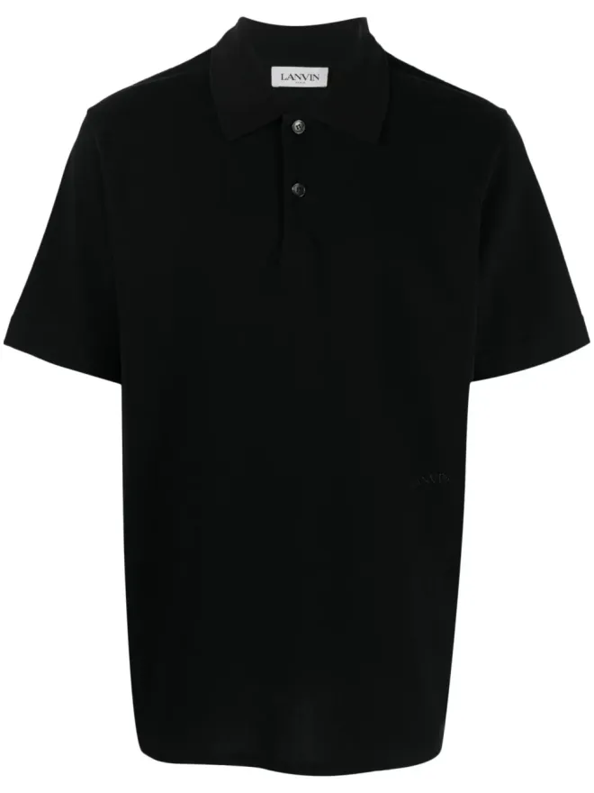 Lanvin Lanvin ロゴ刺繍コットンポロシャツ - ブラックの商品画像