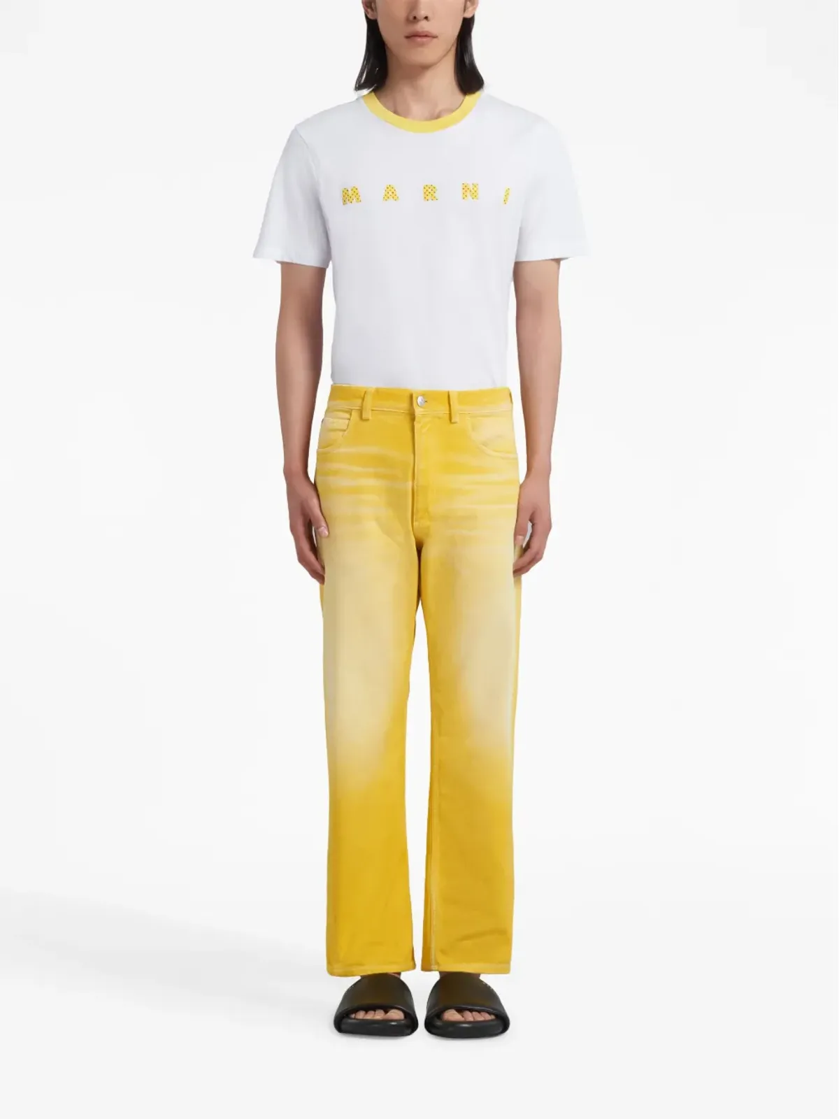 Marni オーバーダイデッドストレートレッグジーンズ イエロー - 画像2