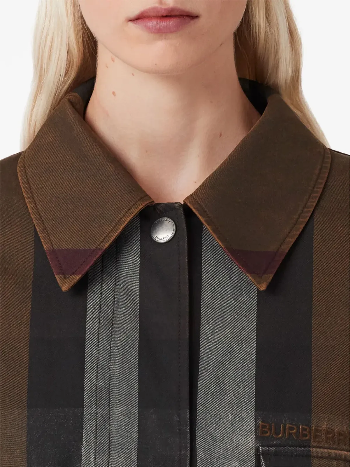 Burberry チェック柄ロングスリーブパーカ（ブラウン） - 画像5
