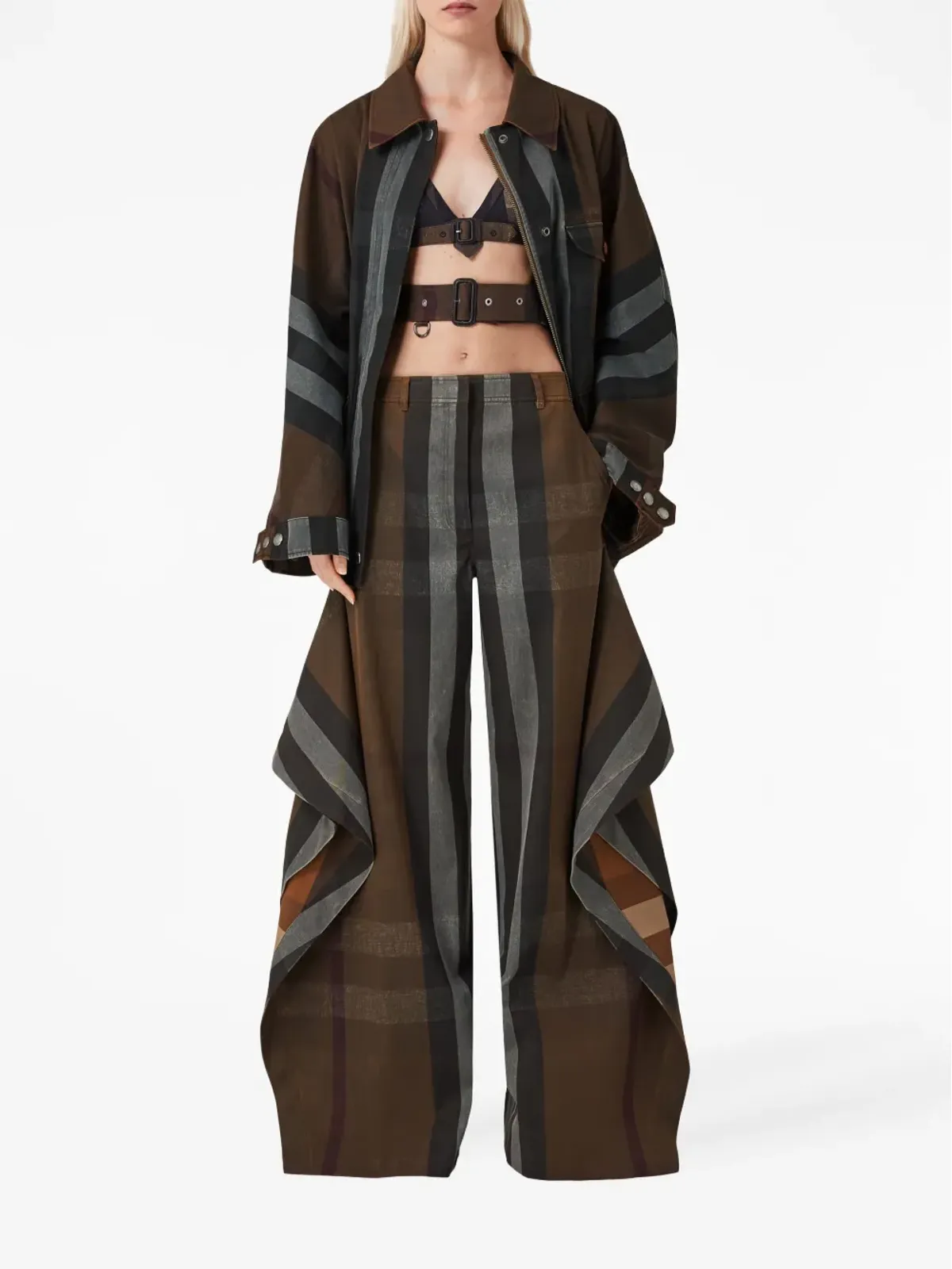 Burberry チェック柄ロングスリーブパーカ（ブラウン） - 画像2