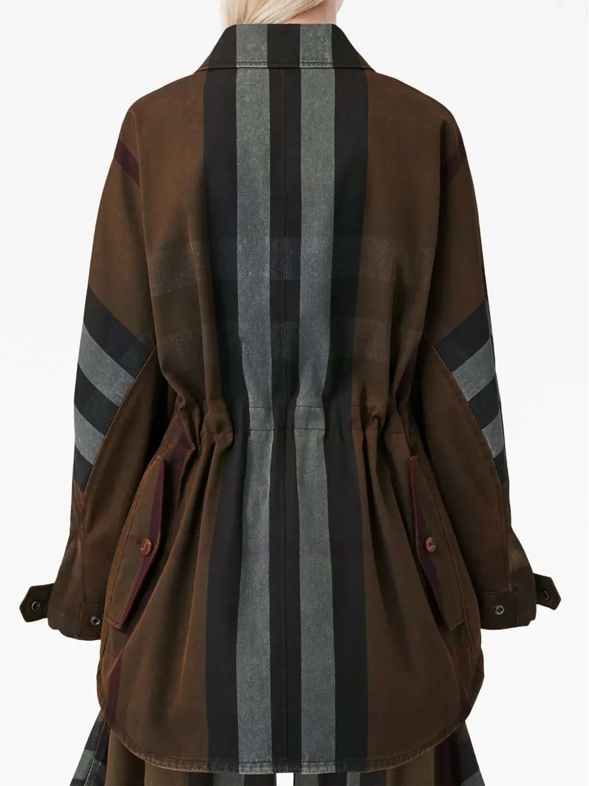 Burberry チェック柄ロングスリーブパーカ（ブラウン） - 画像4