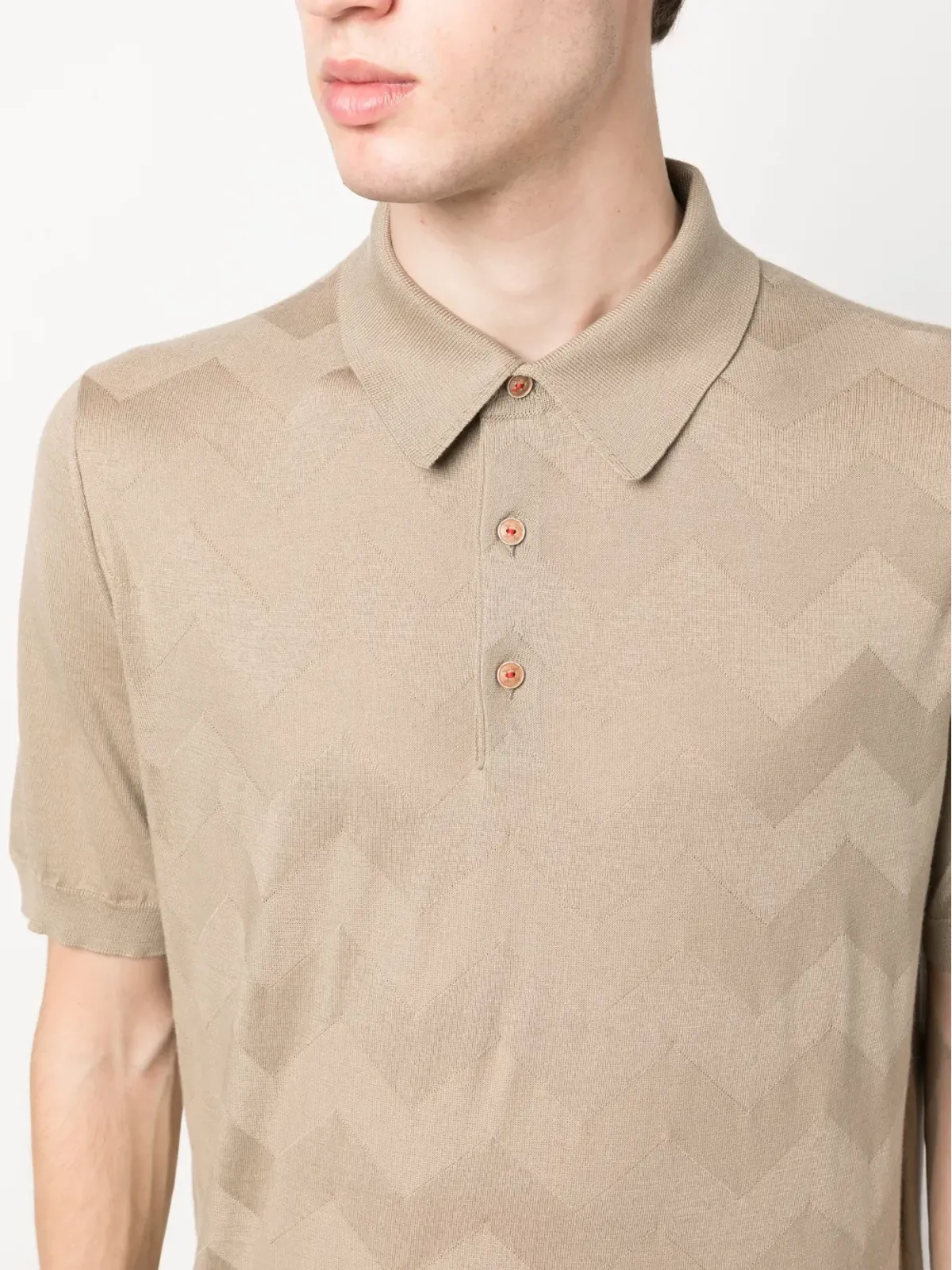 Kiton 波柄ショートスリーブポロシャツ - 画像5