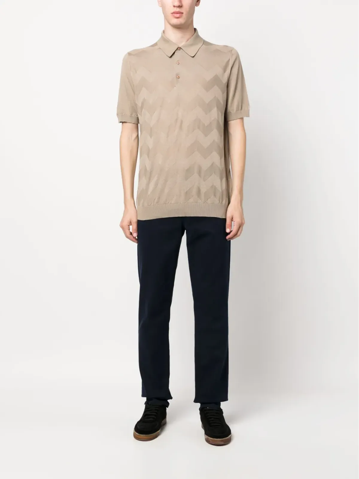 Kiton 波柄ショートスリーブポロシャツ - 画像2